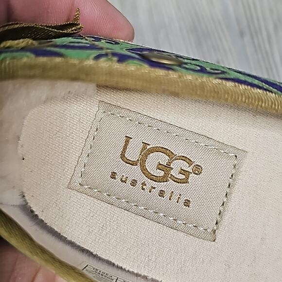 UGG Indah Marrakech Green Blue Cotton Flats Womens Size 7 NEW - Picture 10 of 12